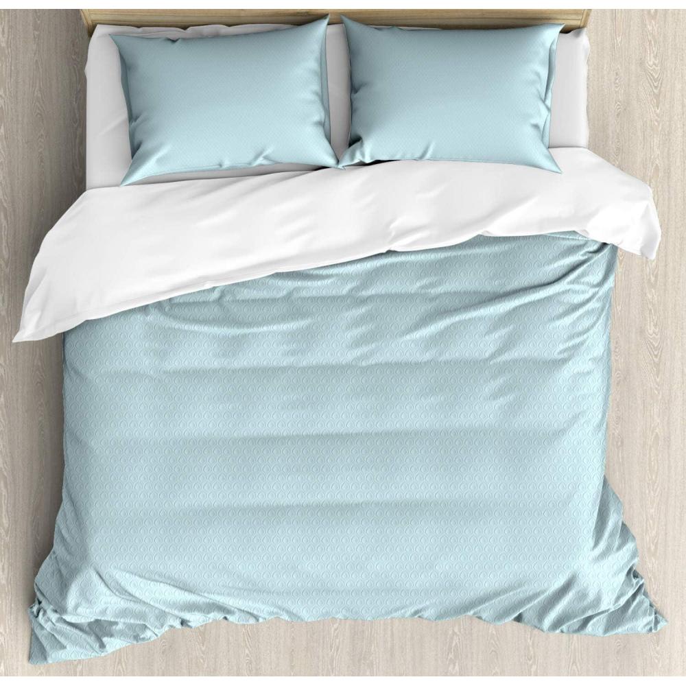 imageAmbesonne Modern Duvet Cover Sets Love Theme Romantic Repetitive Pattern of Hearts in Monochrome Style Valentines Day Bedding Set with 2 Duvet Covers amp 4 Pillowcases 2 Pack Queen Size Pink WhitePale Blue