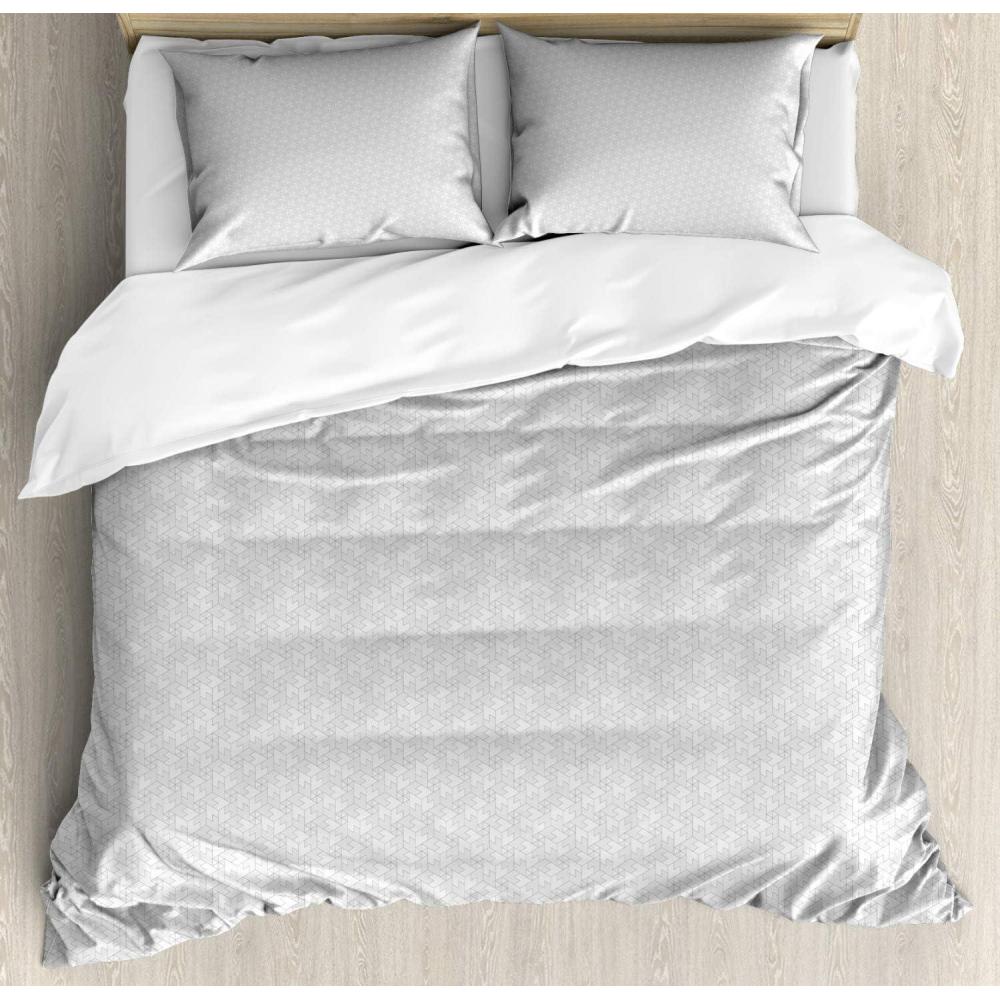 imageAmbesonne Neutral Color Duvet Cover Set Monochrome Style Print of Geometric Illustration Irregular Shapes Decorative 3 Piece Bedding Set with 2 Pillow Shams Queen Size Pale Grey and PearlPale Grey and Pearl