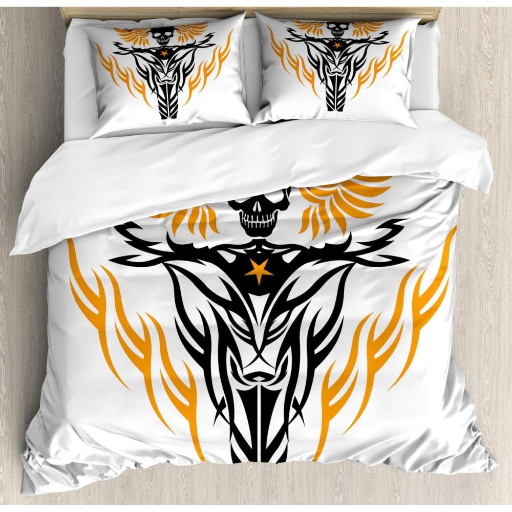 imageAmbesonne Neutral Color Duvet Cover Set Monochrome Style Print of Geometric Illustration Irregular Shapes Decorative 3 Piece Bedding Set with 2 Pillow Shams Queen Size Pale Grey and PearlOrange and Charcoal Grey
