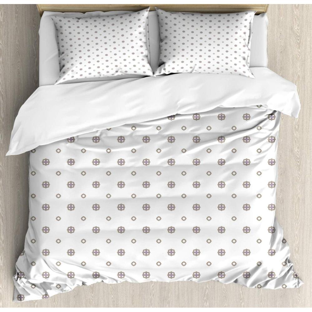 imageAmbesonne Neutral Color Duvet Cover Set Monochrome Style Print of Geometric Illustration Irregular Shapes Decorative 3 Piece Bedding Set with 2 Pillow Shams Queen Size Pale Grey and PearlTaupe Grey and White