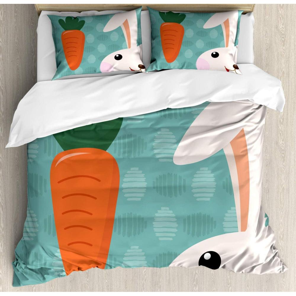 imageAmbesonne Neutral Color Duvet Cover Set Monochrome Style Print of Geometric Illustration Irregular Shapes Decorative 3 Piece Bedding Set with 2 Pillow Shams Queen Size Pale Grey and PearlPale Teal and Multicolor