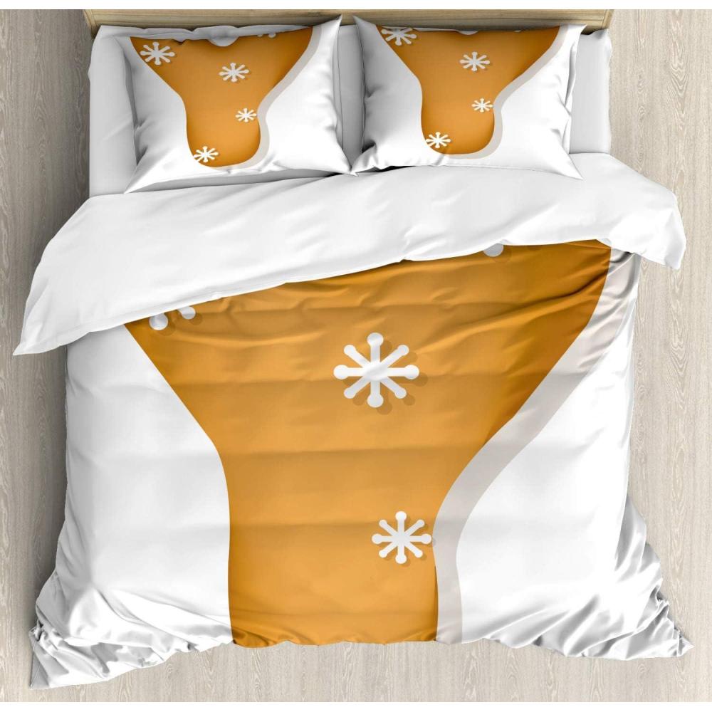 imageAmbesonne Neutral Color Duvet Cover Set Monochrome Style Print of Geometric Illustration Irregular Shapes Decorative 3 Piece Bedding Set with 2 Pillow Shams Queen Size Pale Grey and PearlGinger and White