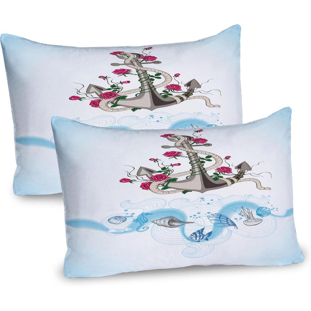 imageAmbesonne Pink Zebra Pillow Sham Set of 2 I Love You Calligraphy Zebra Stripes Hearts Valentines Illustration Quality Microfiber Bedding Item for All Seasons 36 x 20 Pink Black and WhitePink and Blue