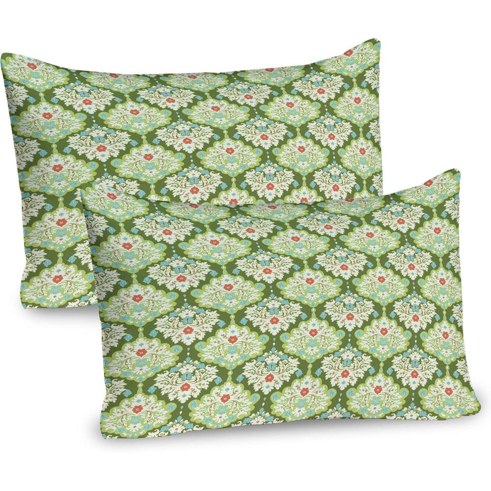 imageAmbesonne Shabby Flora Pillow Sham Set of 2 Romantic Rose Petals with Branches Nature Beauty Valentine Feminine Print Quality Microfiber Bedding Item for All Seasons 26 x 20 Pink and YellowGreen Mint