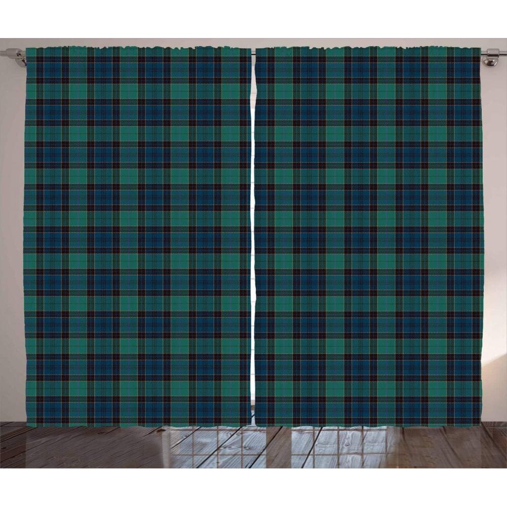 imageAmbesonne Tartan Curtains Traditional Quilt Design Scottish Folklore Elements Plaid Pattern Living Room Bedroom Window Drapes 2 Panel Set 108 X 96 Dark Green Black