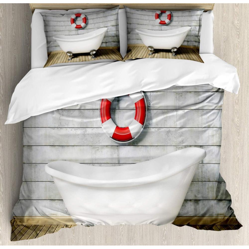 imageAmbesonne Teal Duvet Cover Set Crystal Hearts and Gemstone Valentines Day Celebrating Romantic Print Decorative 3 Piece Bedding Set with 2 Pillow Shams Queen Size Red Fuchsia TealWhite Red Grey
