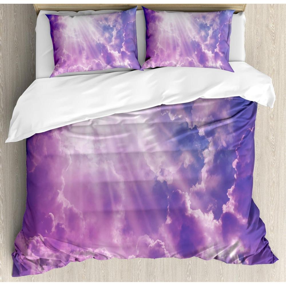 imageAmbesonne Teal Duvet Cover Set Crystal Hearts and Gemstone Valentines Day Celebrating Romantic Print Decorative 3 Piece Bedding Set with 2 Pillow Shams Queen Size Red Fuchsia TealPurple and White