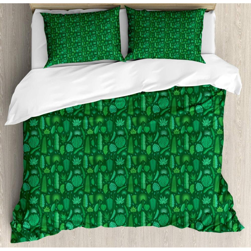 imageAmbesonne Valentines Day Duvet Cover Set Romantic Love Design of Continuous Heart Shapes Passionate Vibes Decorative 3 Piece Bedding Set with 2 Pillow Shams Queen Size Rose Pale Pink WhiteFern Green Hunter Green