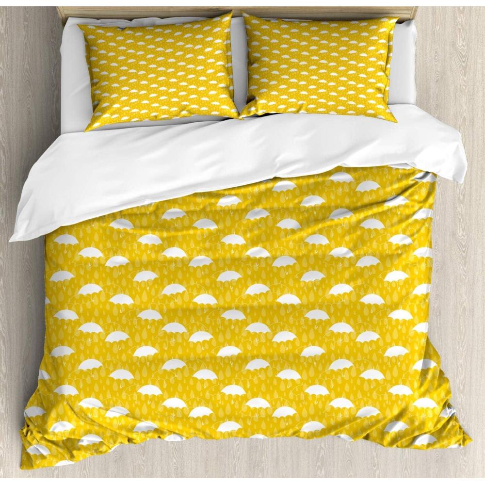 imageAmbesonne Valentines Day Duvet Cover Set Romantic Love Design of Continuous Heart Shapes Passionate Vibes Decorative 3 Piece Bedding Set with 2 Pillow Shams Queen Size Rose Pale Pink WhiteEarth Yellow and Mustard