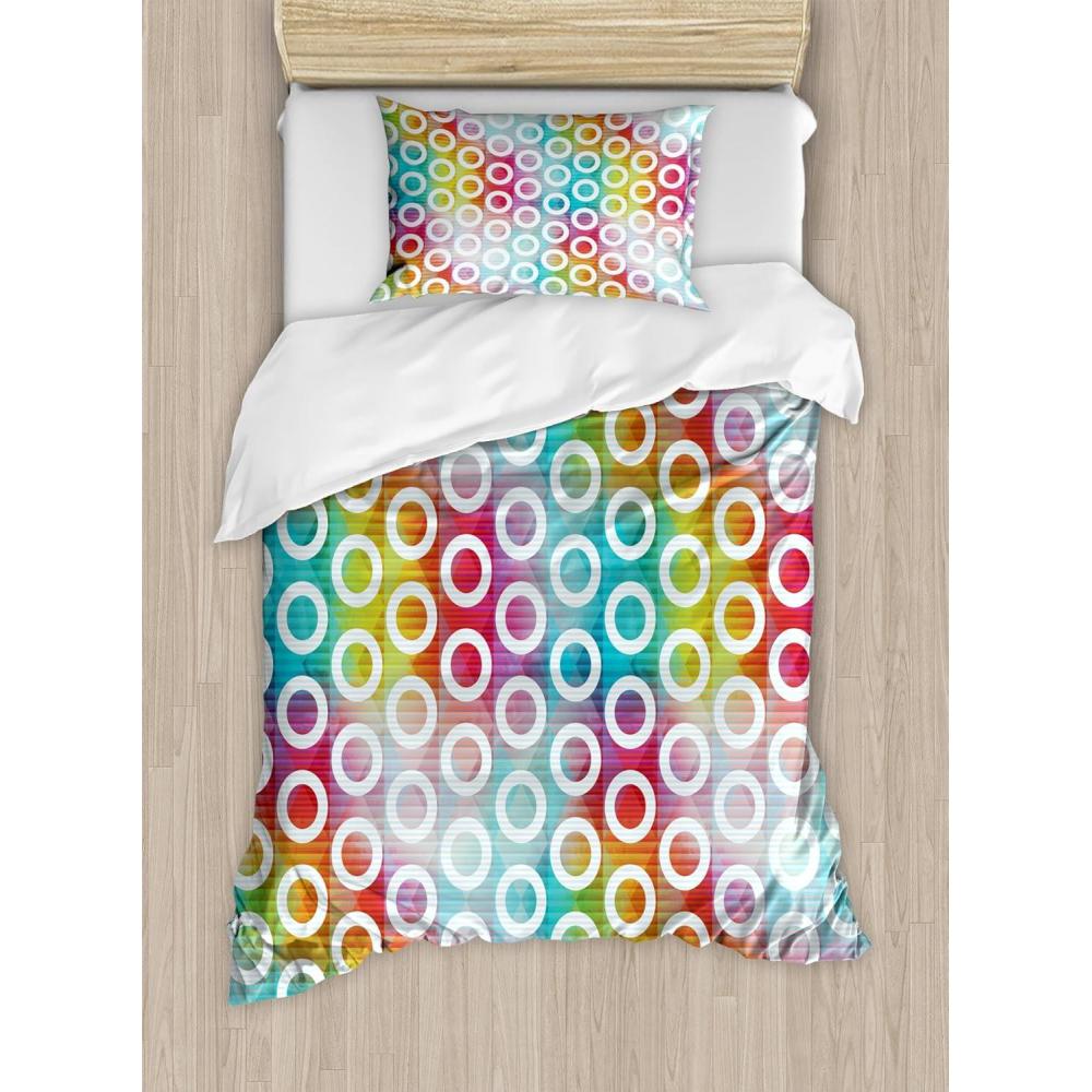 imageAmbesonne Valentines Day Duvet Cover Sets Romantic Colorful Hearts Love Happiness Theme Valentines Day Illustration Bedding Set with 2 Duvet Covers amp 4 Pillowcases 2 Pack Queen Size MulticolorYellow Multicolor
