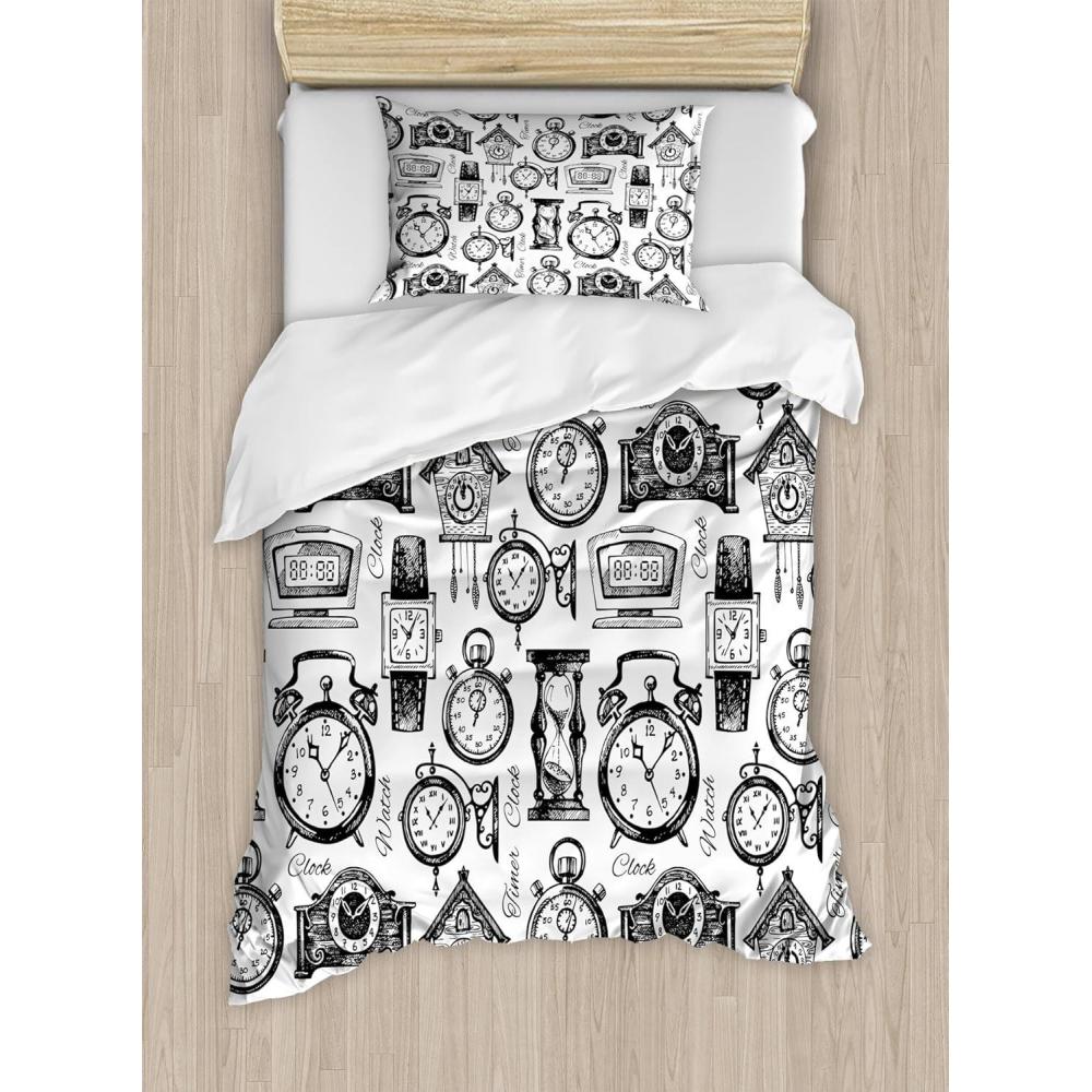 imageAmbesonne Valentines Day Duvet Cover Sets Romantic Colorful Hearts Love Happiness Theme Valentines Day Illustration Bedding Set with 2 Duvet Covers amp 4 Pillowcases 2 Pack Queen Size MulticolorBlack and White