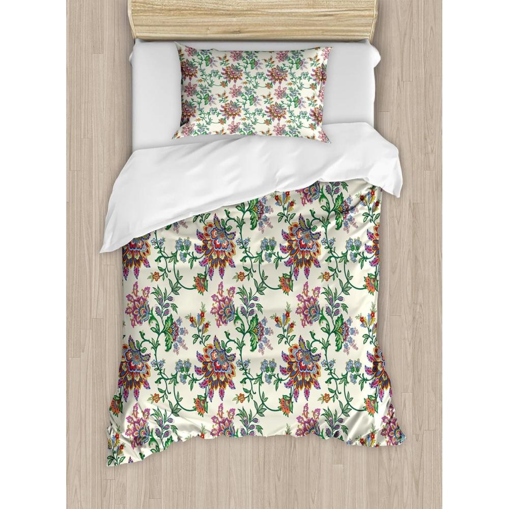 imageAmbesonne Valentines Day Duvet Cover Sets Romantic Colorful Hearts Love Happiness Theme Valentines Day Illustration Bedding Set with 2 Duvet Covers amp 4 Pillowcases 2 Pack Queen Size MulticolorIvory Multicolor