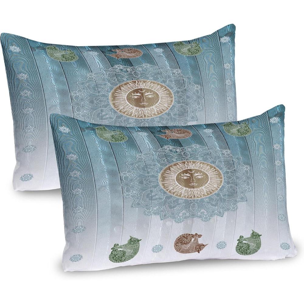 imageAmbesonne Valentines Day Pillow Sham Set of 2 Owls in Love Print Partners Couples Boho Style Hearts Flowers Dots Quality Microfiber Bedding Item for All Seasons 26 x 20 Pink Red YellowPale Grey and Teal