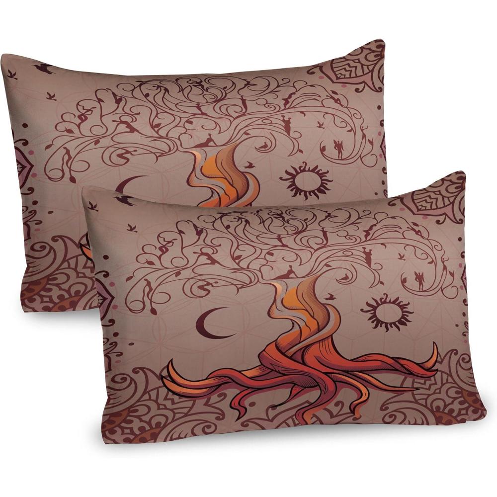 imageAmbesonne Valentines Day Pillow Sham Set of 2 Owls in Love Print Partners Couples Boho Style Hearts Flowers Dots Quality Microfiber Bedding Item for All Seasons 26 x 20 Pink Red YellowOrange Mauve Taupe