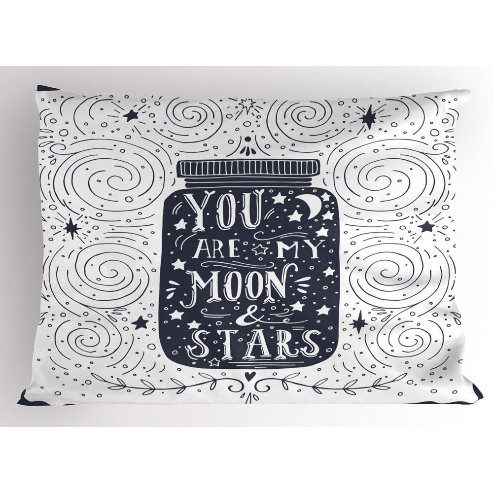 imageAmbesonne Valentines Day Pillow Sham Set of 2 Pop Culture Keep Calm Words with Heart Shaped Eye Love Theme Quality Microfiber Bedding Item for All Seasons 36 x 20 Charcoal Grey Pale PinkDark Blue Grey White