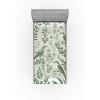 Ambesonne Batik Fitted Sheet, Vintage Pattern in Style Curly Leaves and Traditional Paisley Motifs, Soft Decorative Fabric Bedding All-Round Elastic Pocket, Full Size, Yellow Orange(Reseda Green Off White)