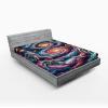 Ambesonne Batik Fitted Sheet, Vintage Pattern in Style Curly Leaves and Traditional Paisley Motifs, Soft Decorative Fabric Bedding All-Round Elastic Pocket, Full Size, Yellow Orange(Purple Blue Multicolor)