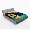 Ambesonne Batik Fitted Sheet, Vintage Pattern in Style Curly Leaves and Traditional Paisley Motifs, Soft Decorative Fabric Bedding All-Round Elastic Pocket, Full Size, Yellow Orange(Night Blue)