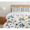 Ambesonne Birds Duvet Cover Sets, Pattern with Flying Birds Carrying Heart Branches Love Valentines Day Inspired Print, Bedding Set with 2 Duvet Covers & 4 Pillowcases, 2 Pack Queen Size, Multicolor(Cadet Blue)