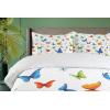 Ambesonne Birds Duvet Cover Sets, Pattern with Flying Birds Carrying Heart Branches Love Valentines Day Inspired Print, Bedding Set with 2 Duvet Covers & 4 Pillowcases, 2 Pack Queen Size, Multicolor(Green Blue Orange)