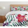 Ambesonne Birds Duvet Cover Sets, Pattern with Flying Birds Carrying Heart Branches Love Valentines Day Inspired Print, Bedding Set with 2 Duvet Covers & 4 Pillowcases, 2 Pack Queen Size, Multicolor(Teal Multicolor)
