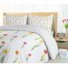 Ambesonne Birds Duvet Cover Sets, Pattern with Flying Birds Carrying Heart Branches Love Valentines Day Inspired Print, Bedding Set with 2 Duvet Covers & 4 Pillowcases, 2 Pack Queen Size, Multicolor(White Green)