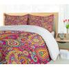 Ambesonne Birds Duvet Cover Sets, Pattern with Flying Birds Carrying Heart Branches Love Valentines Day Inspired Print, Bedding Set with 2 Duvet Covers & 4 Pillowcases, 2 Pack Queen Size, Multicolor(Magenta Orange)