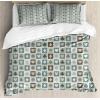 Ambesonne Birds Duvet Cover Sets, Pattern with Flying Birds Carrying Heart Branches Love Valentines Day Inspired Print, Bedding Set with 2 Duvet Covers & 4 Pillowcases, 2 Pack Queen Size, Multicolor(Grey Teal)