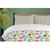 Ambesonne Birds Duvet Cover Sets, Pattern with Flying Birds Carrying Heart Branches Love Valentines Day Inspired Print, Bedding Set with 2 Duvet Covers & 4 Pillowcases, 2 Pack Queen Size, Multicolor(Blue Green Pink)