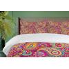Ambesonne Birds Duvet Cover Sets, Pattern with Flying Birds Carrying Heart Branches Love Valentines Day Inspired Print, Bedding Set with 2 Duvet Covers & 4 Pillowcases, 2 Pack Queen Size, Multicolor(Magenta Orange)