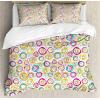 Ambesonne Birds Duvet Cover Sets, Pattern with Flying Birds Carrying Heart Branches Love Valentines Day Inspired Print, Bedding Set with 2 Duvet Covers & 4 Pillowcases, 2 Pack Queen Size, Multicolor(Orange Purple)