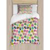 Ambesonne Birds Duvet Cover Sets, Pattern with Flying Birds Carrying Heart Branches Love Valentines Day Inspired Print, Bedding Set with 2 Duvet Covers & 4 Pillowcases, 2 Pack Queen Size, Multicolor(Pale Peach Multicolor)