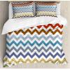 Ambesonne Birds Duvet Cover Sets, Pattern with Flying Birds Carrying Heart Branches Love Valentines Day Inspired Print, Bedding Set with 2 Duvet Covers & 4 Pillowcases, 2 Pack Queen Size, Multicolor(Blue Mustard)