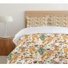 Ambesonne Birds Duvet Cover Sets, Pattern with Flying Birds Carrying Heart Branches Love Valentines Day Inspired Print, Bedding Set with 2 Duvet Covers & 4 Pillowcases, 2 Pack Queen Size, Multicolor(Ivory Multicolor)