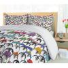 Ambesonne Birds Duvet Cover Sets, Pattern with Flying Birds Carrying Heart Branches Love Valentines Day Inspired Print, Bedding Set with 2 Duvet Covers & 4 Pillowcases, 2 Pack Queen Size, Multicolor(White and Multicolor)