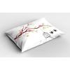 Ambesonne Birds Pillow Sham Set of 2, 2 Birds on a Branch Singing Love Songs Friend Valentine Couple Hope Living, Quality Microfiber Bedding Item for All Seasons, 30″ x 20″, Cream Black White(Pink Brown White)