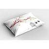 Ambesonne Birds Pillow Sham Set of 2, 2 Birds on a Branch Singing Love Songs Friend Valentine Couple Hope Living, Quality Microfiber Bedding Item for All Seasons, 30″ x 20″, Cream Black White(Pink Brown White)