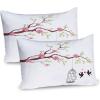 Ambesonne Birds Pillow Sham Set of 2, 2 Birds on a Branch Singing Love Songs Friend Valentine Couple Hope Living, Quality Microfiber Bedding Item for All Seasons, 30″ x 20″, Cream Black White(Pink Brown White)
