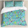 Ambesonne Cactus Print Duvet Cover Sets, Outline Drawing of Hearts and Pots Drawn by Hand Valentine’s Day Theme, Bedding Set with 2 Duvet Covers & 4 Pillowcases, 2 Pack Queen Size, Magenta and White(Dark Seafoam and Multicolor)