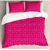 Ambesonne Cactus Print Duvet Cover Sets, Outline Drawing of Hearts and Pots Drawn by Hand Valentine’s Day Theme, Bedding Set with 2 Duvet Covers & 4 Pillowcases, 2 Pack Queen Size, Magenta and White(Magenta and White)