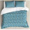 Ambesonne Cactus Print Duvet Cover Sets, Outline Drawing of Hearts and Pots Drawn by Hand Valentine’s Day Theme, Bedding Set with 2 Duvet Covers & 4 Pillowcases, 2 Pack Queen Size, Magenta and White(Cadet Blue Multicolor)
