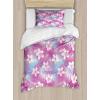 Ambesonne Cactus Print Duvet Cover Sets, Outline Drawing of Hearts and Pots Drawn by Hand Valentine’s Day Theme, Bedding Set with 2 Duvet Covers & 4 Pillowcases, 2 Pack Queen Size, Magenta and White(Hot Pink and White)