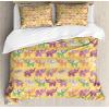 Ambesonne Cactus Print Duvet Cover Sets, Outline Drawing of Hearts and Pots Drawn by Hand Valentine’s Day Theme, Bedding Set with 2 Duvet Covers & 4 Pillowcases, 2 Pack Queen Size, Magenta and White(Mustard Multicolor)