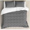 Ambesonne Damask Grey Duvet Cover Set, Simple Pattern with Curls and Dots in Neutral Design Print, Decorative 3 Piece Bedding Set with 2 Pillow Shams, Queen Size, Pale Grey and White(Dark Grey)