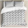 Ambesonne Damask Grey Duvet Cover Set, Simple Pattern with Curls and Dots in Neutral Design Print, Decorative 3 Piece Bedding Set with 2 Pillow Shams, Queen Size, Pale Grey and White(Grey Multicolor)