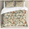 Ambesonne Damask Grey Duvet Cover Set, Simple Pattern with Curls and Dots in Neutral Design Print, Decorative 3 Piece Bedding Set with 2 Pillow Shams, Queen Size, Pale Grey and White(Eggshell and Multicolor)
