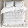 Ambesonne Damask Grey Duvet Cover Set, Simple Pattern with Curls and Dots in Neutral Design Print, Decorative 3 Piece Bedding Set with 2 Pillow Shams, Queen Size, Pale Grey and White(Pale Grey and White)