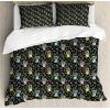 Ambesonne Damask Grey Duvet Cover Set, Simple Pattern with Curls and Dots in Neutral Design Print, Decorative 3 Piece Bedding Set with 2 Pillow Shams, Queen Size, Pale Grey and White(Dark Grey Multicolor)