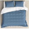 Ambesonne Damask Grey Duvet Cover Set, Simple Pattern with Curls and Dots in Neutral Design Print, Decorative 3 Piece Bedding Set with 2 Pillow Shams, Queen Size, Pale Grey and White(Blue Grey)