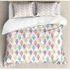 Ambesonne Damask Grey Duvet Cover Set, Simple Pattern with Curls and Dots in Neutral Design Print, Decorative 3 Piece Bedding Set with 2 Pillow Shams, Queen Size, Pale Grey and White(White and Multicolor)
